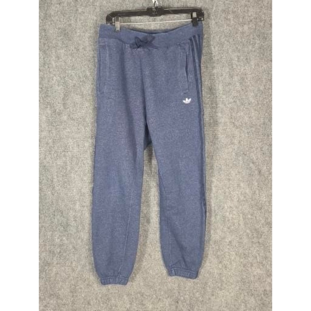 Adidas Originals Men Small Heather Navy Blue Three Stripe Trefoil Joggers Casual